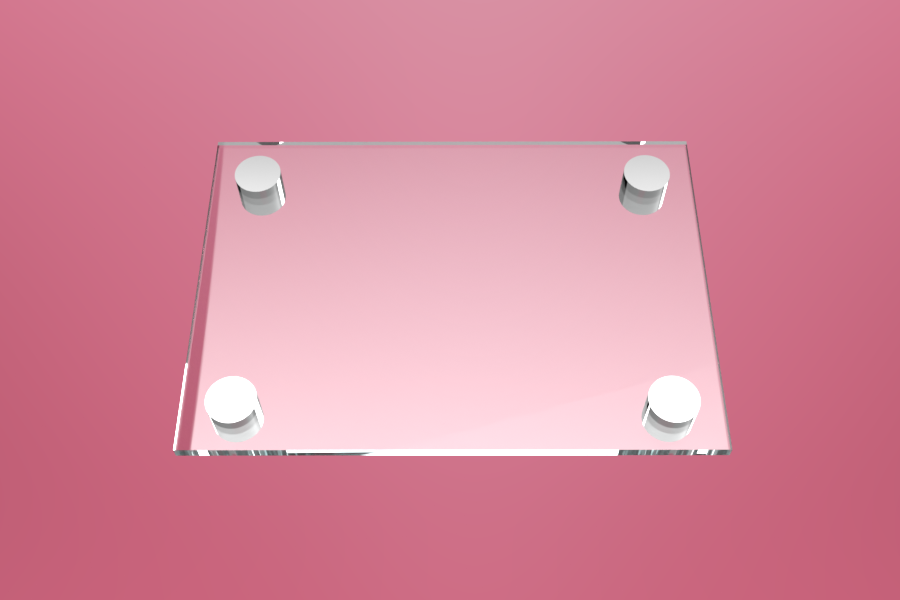 Tabliczka dystansowa z plexi (PMMA) 21×15 cm, na 4 złączkach dystansowych