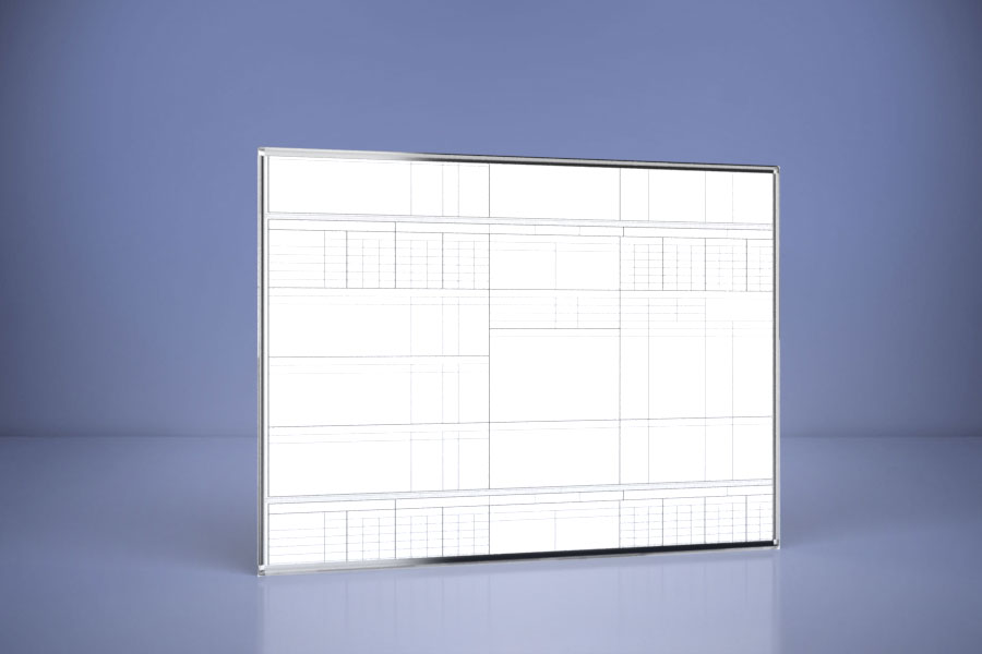 Tablica z nadrukiem, magnetyczna suchościeralna w ramce aluminiowej 150×120 cm