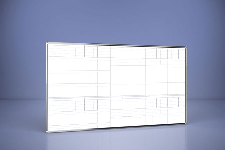 Tablica z nadrukiem, magnetyczna suchościeralna w ramce aluminiowej 180×100 cm