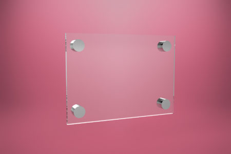 Tabliczka dystansowa szklana 21×15 cm, na 4 złączkach dystansowych
