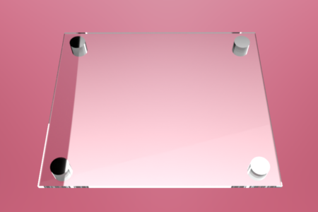 Tabliczka dystansowa szklana 25×21 cm, na 4 złączkach dystansowych