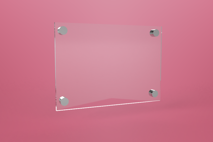 Tabliczka dystansowa szklana 30×21 cm, na 4 złączkach dystansowych